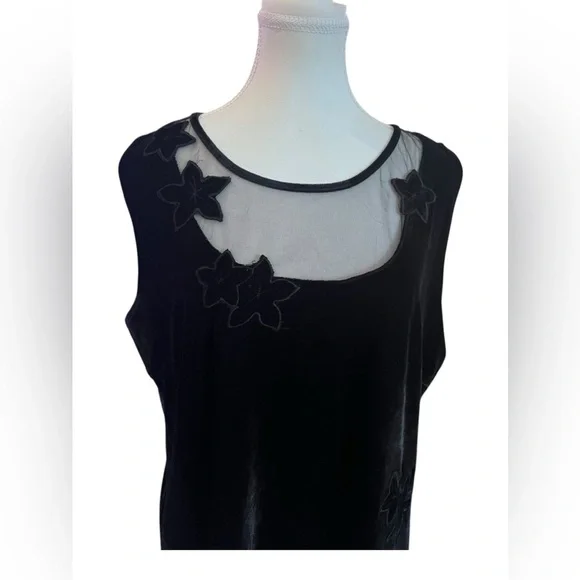 2000s Y2K Witchy Blouse Black Velvet Fairy Grunge Slinky 1X Whimsigoth Victorian - Picture 2 of 11